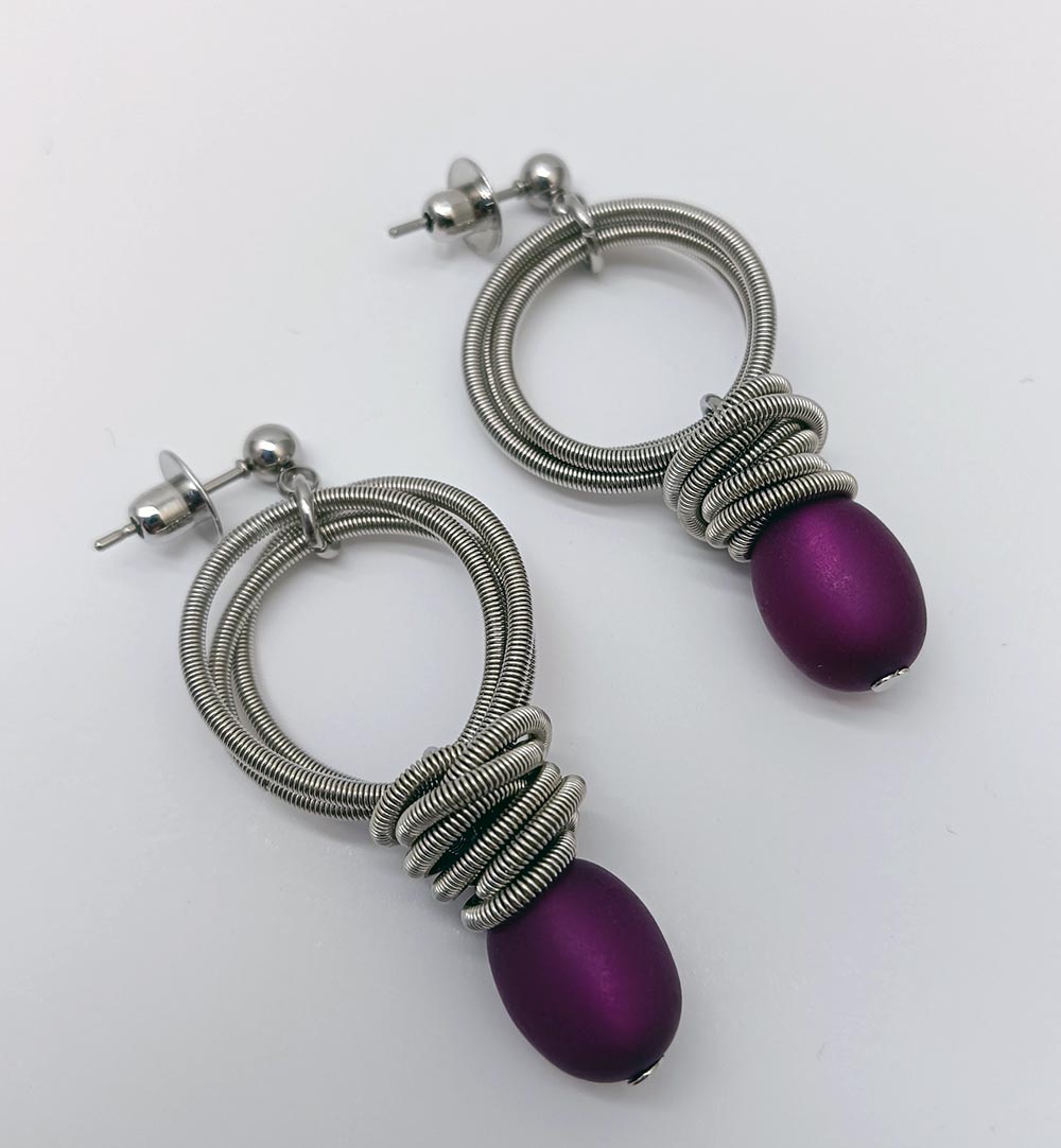 Boucles d'oreilles longues Spring purple