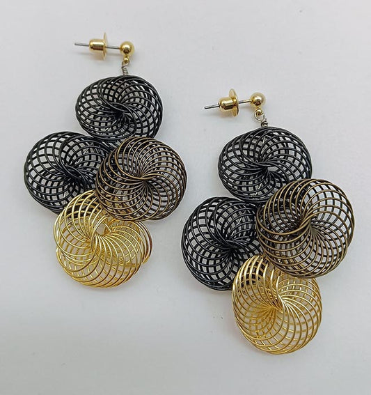 Boucles d'oreilles Escargot noir et bronze